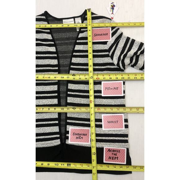 Alfred Dunner Cardigan Womens S Striped Black White Lined Career Open Front Top - Picture 10 of 11
